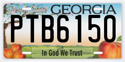GA license plate PTB6150