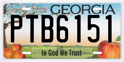 GA license plate PTB6151