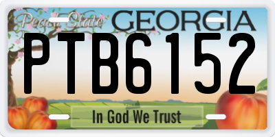 GA license plate PTB6152
