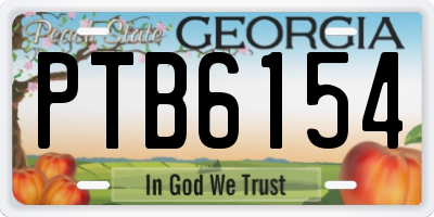 GA license plate PTB6154