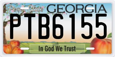 GA license plate PTB6155