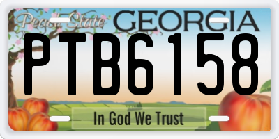 GA license plate PTB6158
