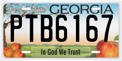 GA license plate PTB6167