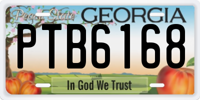 GA license plate PTB6168