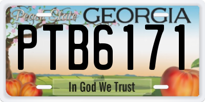 GA license plate PTB6171