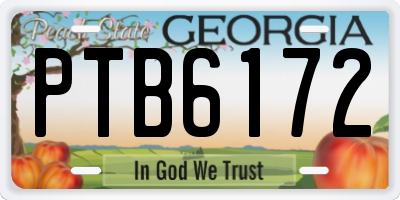GA license plate PTB6172