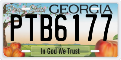 GA license plate PTB6177