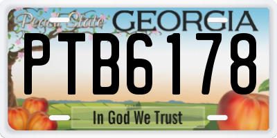 GA license plate PTB6178