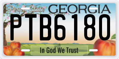 GA license plate PTB6180