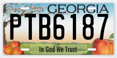 GA license plate PTB6187