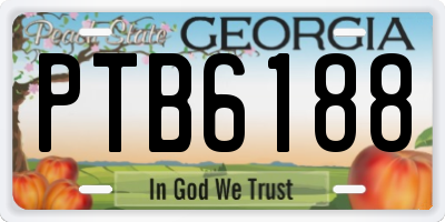 GA license plate PTB6188