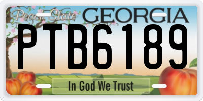 GA license plate PTB6189