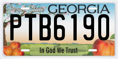 GA license plate PTB6190