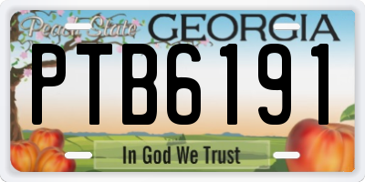 GA license plate PTB6191