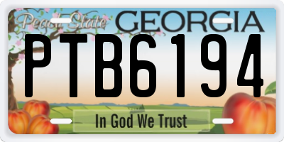 GA license plate PTB6194