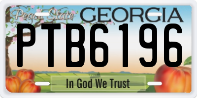 GA license plate PTB6196