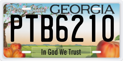 GA license plate PTB6210