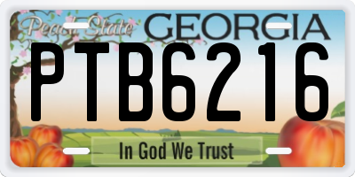 GA license plate PTB6216