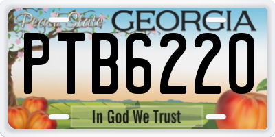 GA license plate PTB6220