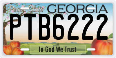 GA license plate PTB6222