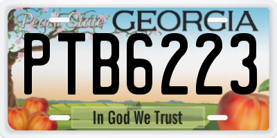 GA license plate PTB6223