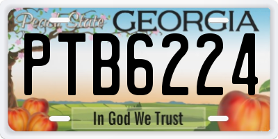 GA license plate PTB6224