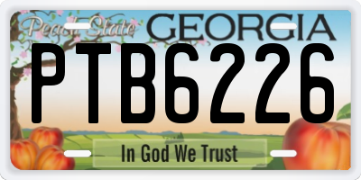 GA license plate PTB6226