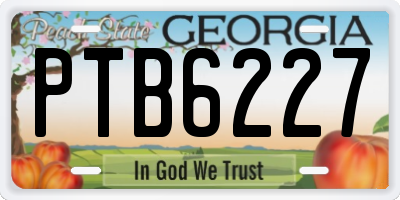 GA license plate PTB6227