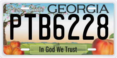 GA license plate PTB6228