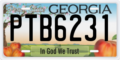 GA license plate PTB6231