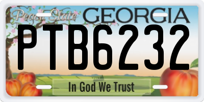 GA license plate PTB6232