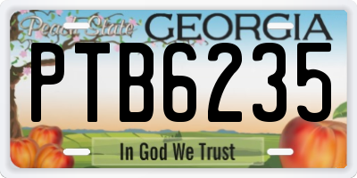 GA license plate PTB6235