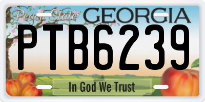 GA license plate PTB6239