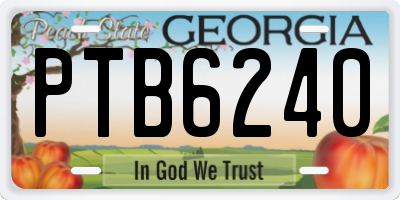 GA license plate PTB6240