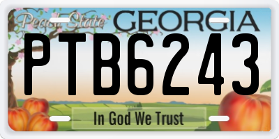 GA license plate PTB6243