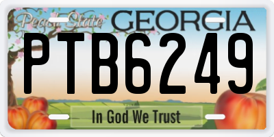 GA license plate PTB6249