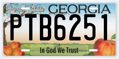 GA license plate PTB6251