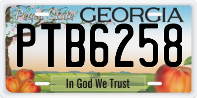 GA license plate PTB6258