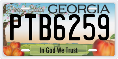 GA license plate PTB6259