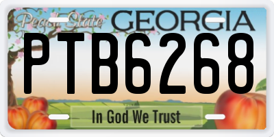 GA license plate PTB6268