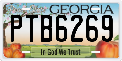 GA license plate PTB6269