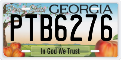 GA license plate PTB6276