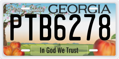 GA license plate PTB6278