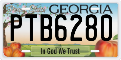 GA license plate PTB6280