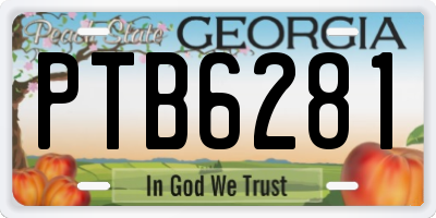 GA license plate PTB6281