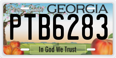 GA license plate PTB6283