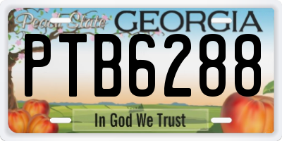 GA license plate PTB6288