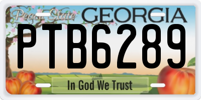 GA license plate PTB6289