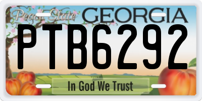 GA license plate PTB6292