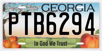 GA license plate PTB6294